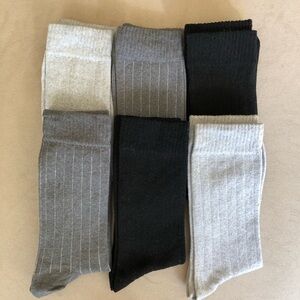 6 Pairs New Men's Black, Gray, and Light Gray Socks